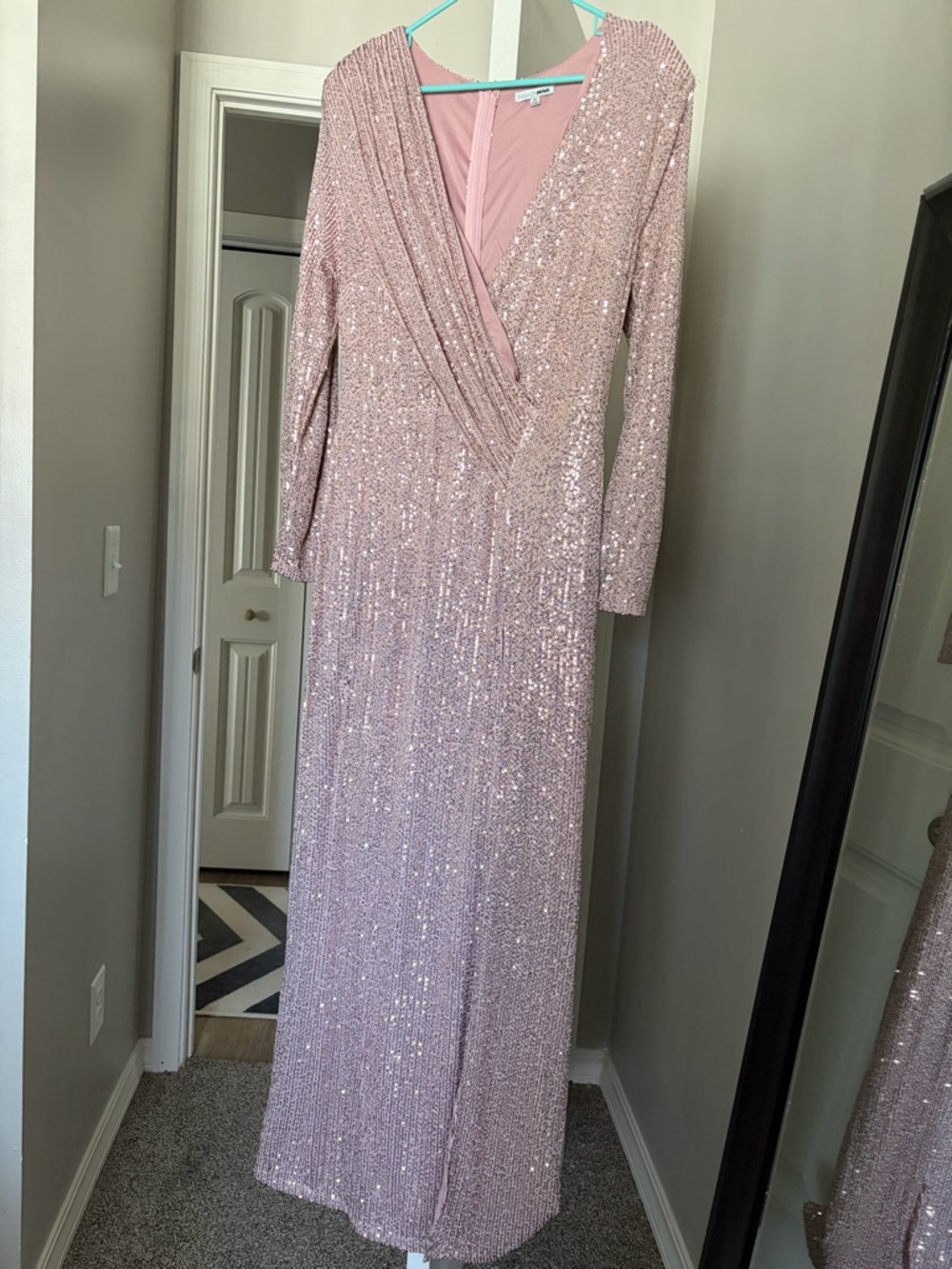 Elegant Rose Pink Sequin Dress